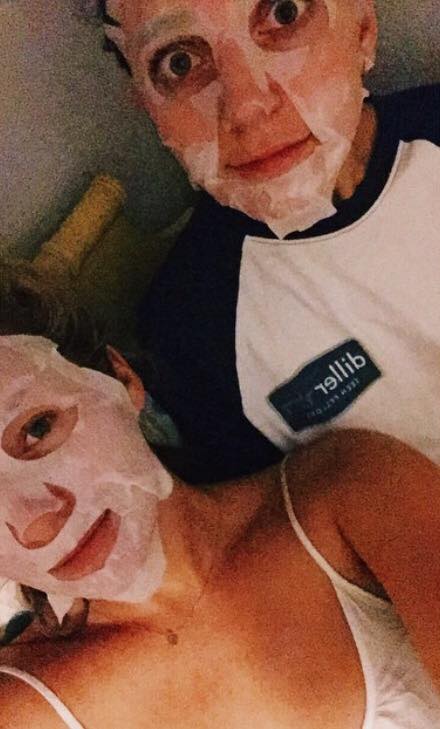 My little sister (right) and I rocking masks the night before her high school graduation last month.